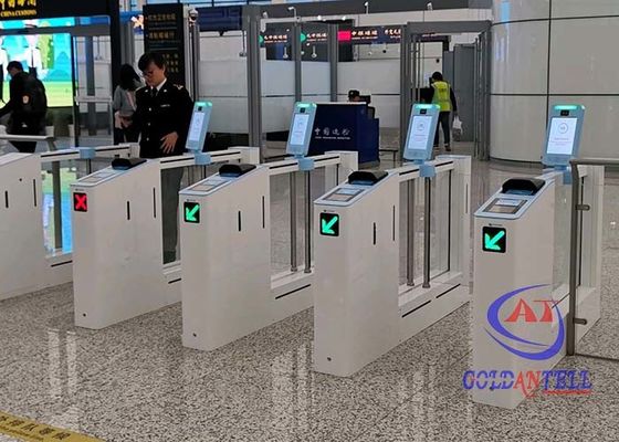 Visitor counter access control and temperature screening half turnstile mirror gate face recognition airport gate