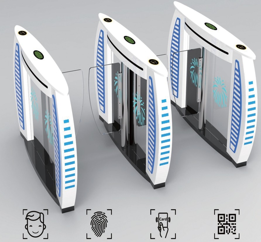 Puerta de velocidad en forma de velero Puerta de seguridad de acceso giratorio para seguridad de entrada y control de salida