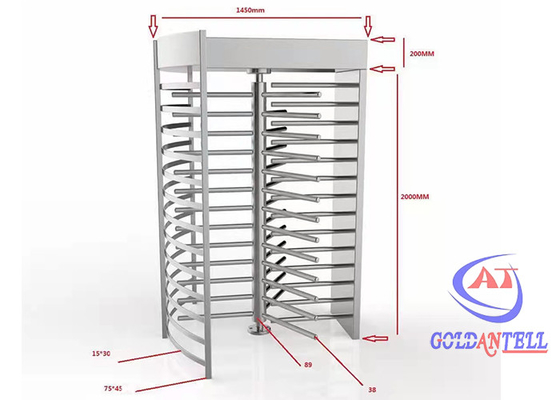 altura completa de la alta seguridad de 100V 240V de la puerta giratoria del acceso de la puerta peatonal del sistema