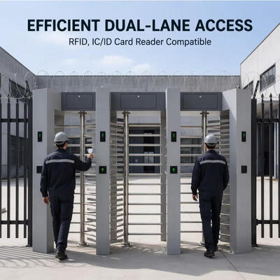 Torniquete de altura completa de doble carril para seguridad exterior con acero inoxidable 304 y reconocimiento facial RFID