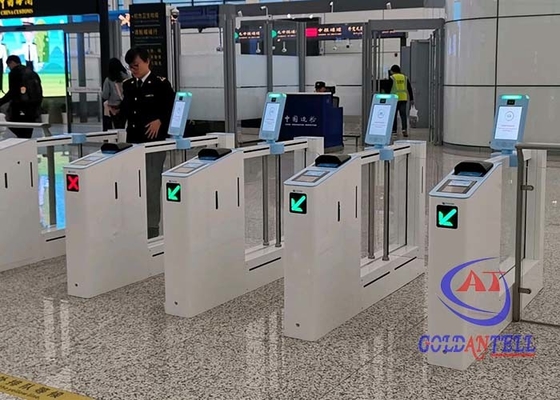 torniquete contrario del control de acceso del visitante el medio y de la investigación de la temperatura duplica la puerta del aeropuerto del reconocimiento de cara de la puerta